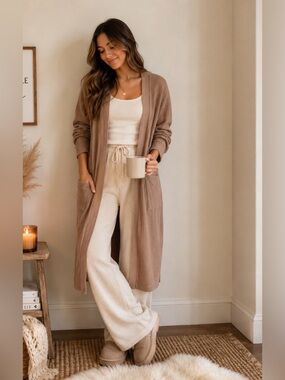 if it were me Light Brown Long Cardigan